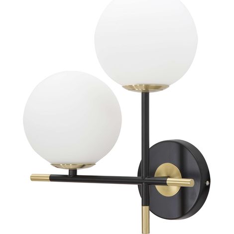 Wandlampe Valpar, Benötigt 2 Glühbirnen, Fassung e14, Innenbereich, Schwarz