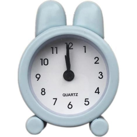 "Blue Rabbit Ear" simple metal alarm clock for students, compact and always on time.