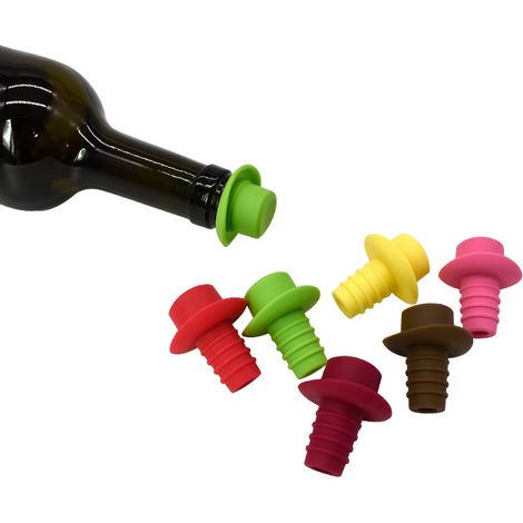 Un ensemble de 6 bouchons à vin en silicone en forme de sombrero scelle la bouteille et-AquaForge (1/5)