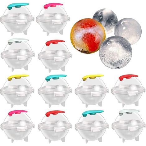 Lot de 12 moules à glaçons ronds en silicone et plastique - Pour la cuisine - Pour la cuisine - Couleur aléatoire (1/5)
