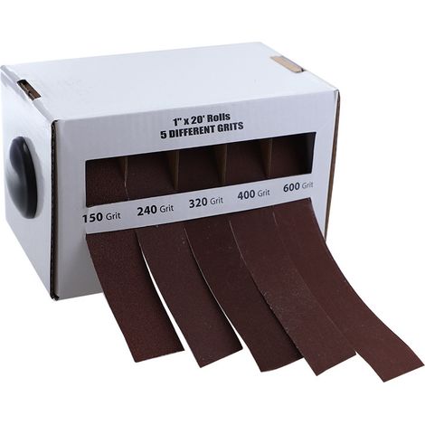 Rollos de papel de lija de tela esmeril CSPARKV con dispensador retráctil, apto para metal, vidrio y madera, con granos de 150, 240, 320, 400 y 600