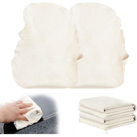 Set mit 2 Autotrockentüchern aus naturbelassenem Wildleder, fusselfrei und streifenfrei für Autos, Glas, Spiegel, Fenster und Küche – 60 x 40 cm (1/5)