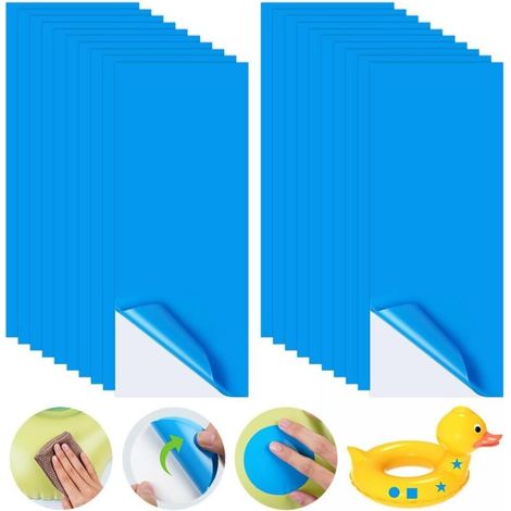 Rustine pour Piscine , Lot de 20 rustines de réparation Autocollantes pour Piscine , 10 x 25 cm Kit de Réparation de Patch en PVC , Rustine Piscine pour réparation de Piscine lit à Eau , Rectangle (1/5)