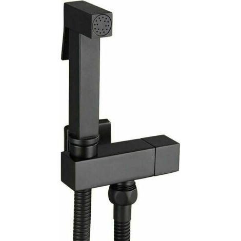 Kit Douchette WC en Laiton Noir - Pulvérisateur de Bidet à Main avec Support Mural - Hygiène Personnelle - Modèle G1/2. (1/4)