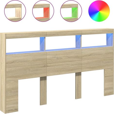 Maison Exclusive - Cabecero de cama con LED roble Sonoma 180x17x1