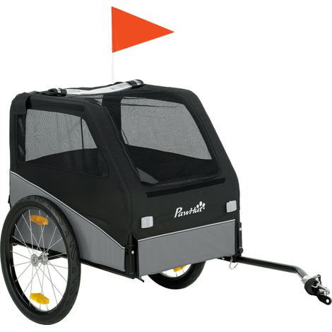 PawHut Rimorchio Bici Pieghevole per Cani Taglia Media in 600D Oxford, Grigio