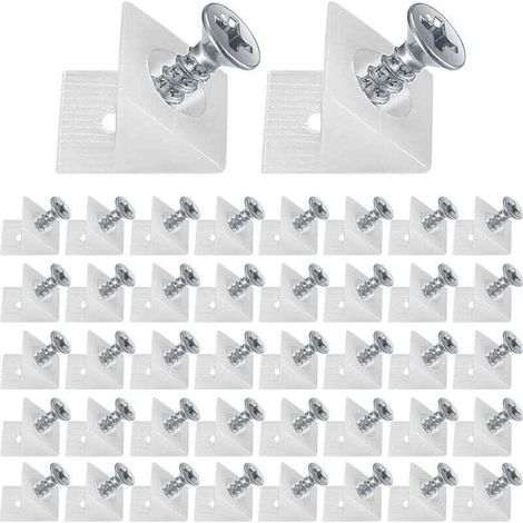 120 Pièces Cales en Plastique pour Meuble Tiroir, Renfort Tiroir Connecteur Arrière Stabilisateurs, Fond de Tiroir Connecteur avec Vis, pour Réparer Affaissement Étagère Meuble, Blanc