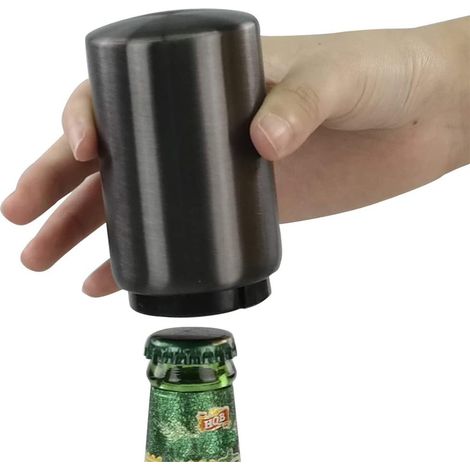 Ouvre-bouteilles Automatique - Aluminium Brossé - Mécanisme Acier Inoxydable - Pour Bouteilles À Bouchon À Vis Et À Couronne - 1 Pièce (1/5)