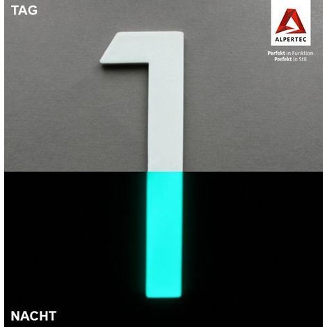 Alpertec Hausnummer 1 Selbstklebend Nachtleuchtend Hausnummern Hausnummerschild (1/4)