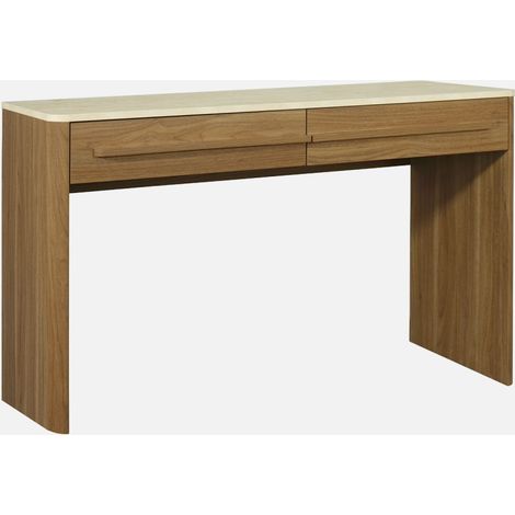 Consolle decorativa in legno e effetto travertino con 2 cassetti 120cm (1/5)