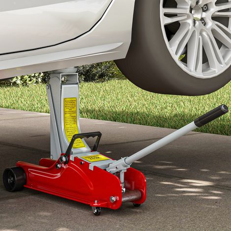 Cric idraulico per auto da 2,5 tonnellate, altezza di sollevamento 80-380 mm, con ruote a basso profilo, per auto e SUV, colore rosso.