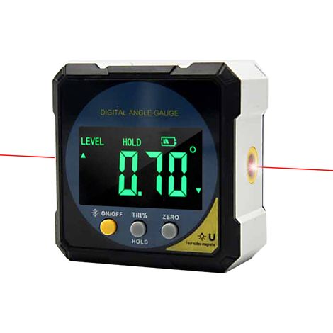 Inclinomètre numérique laser double face aimanté 4 x 90° mesure angle niveau rechargeable pour menuiserie mécanique bâtiment (1/5)