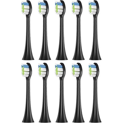 Lot de 10 têtes de brosse à dents de rechange pour HX6064, HX6930 et HX3 (noir). (1/5)
