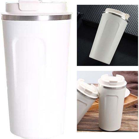 Reisebecher, lebensmittelechter Edelstahl 304, doppelwandig isoliert, 510 ml, weiß (1/5)