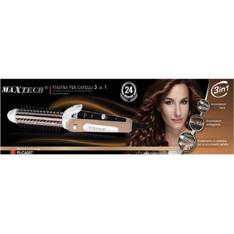 Trade Shop - Piastra Capelli In Ceramica Liscio Acconciatura 3in1 Onde Ondulato 360° Pi-ca007 -