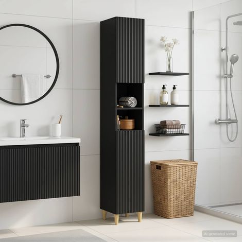 vidaXL Armadio da Bagno con Ripiano Aperto ARNHEM Nero