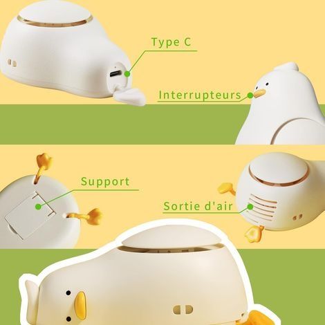Tragbarer Ventilator, Nackenventilator mit verstellbarem Kabel, blattloser Taschenventilator, USB-wiederaufladbarer Ventilator mit 3 Windgeschwindigkeiten für Frauen, Kinder und den Außenbereich (1/4)