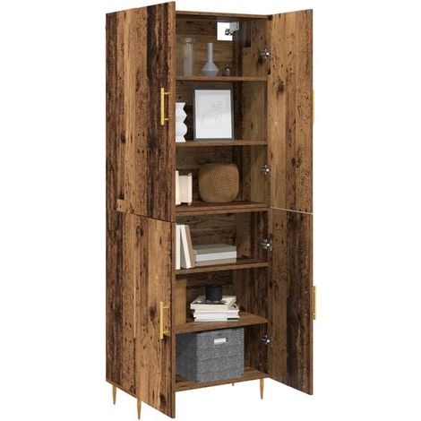 Armoire en Bois, 69.5 x 34 x 180 cm, Placard de Rangement Style Rétro en Panneau de Particules, Meuble de Stockage Haut pour Chambre et Salon (1/5)