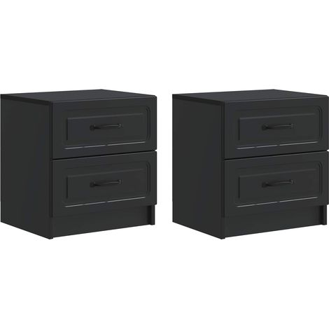 vidaXL  Bedside Cabinet  2 pcs Black 43 x 34.5 x 44.5 cm Engineered Wood