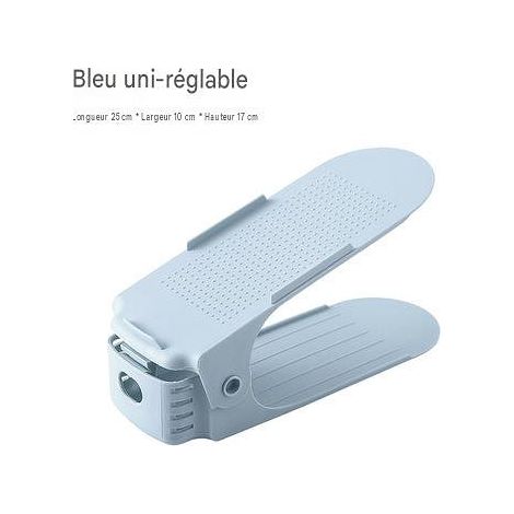SHOE-RACK-LIGHTBLUE-1PCS:Range-chaussures bleu clair ajustable 5 crans, support à chaussures antidérapant plastique épais (1/5)
