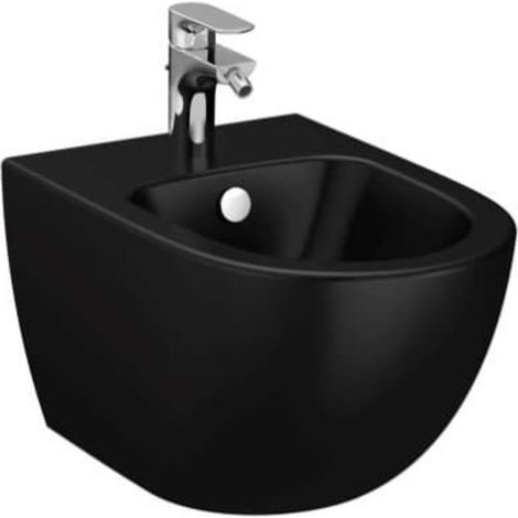 Sento bidet suspendu en céramique, fixations invisibles, arrivée d'eau interne, noir mat (RN020BL)