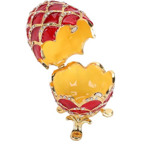Emaillierte Ostereier, handgefertigte Dekorationen, goldbemalte Metallornamente, Wohnaccessoires (1/5)