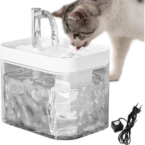 Dailygoods, Fuente para gatos de 1,5 l, Ultraligera, Fuente de agua con filtros, Apagado inteligente, Fuente de agua para mascotas, Silenciosa (1/5)