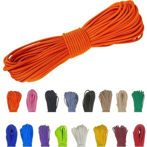 Corde Paracord 550 4mm Polyester Type III, Résistante à la Déchirure pour Survie, 7 Fils, Lot de 15m, 30m et 50m, Couleurs Unies (1/3)