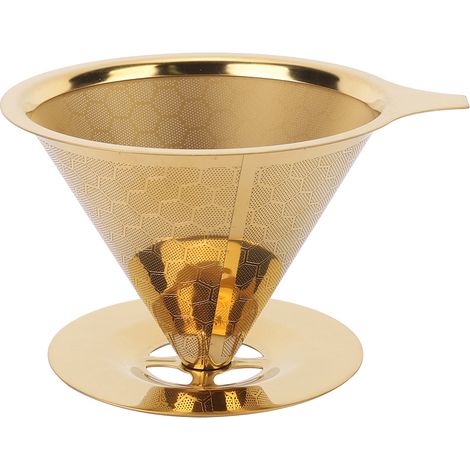 Filtre à café réutilisable en acier inoxydable doré alvéolé (1/5)