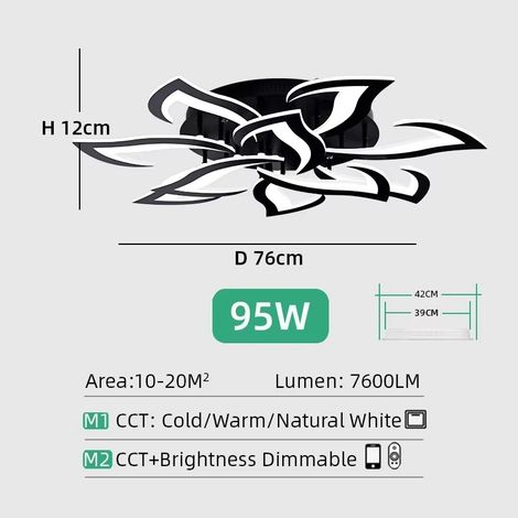 Suspension LED noir – 10 ampoules – Variateur continu – Commande à distance – Salon moderne