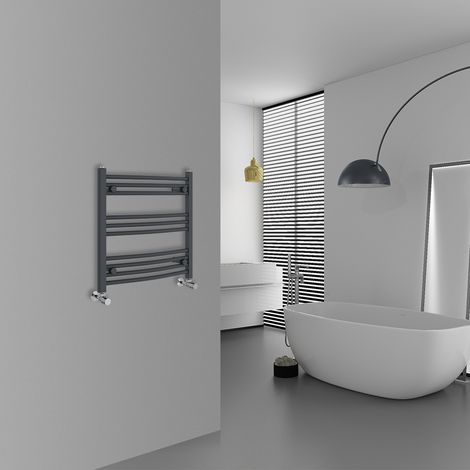 WarmeHaus Curved Anthracite Bathroom Ladder Radiator 600x600mm (1/5)