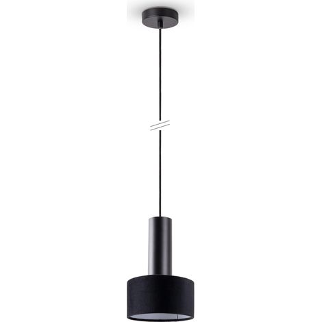 Paco Home Pendelleuchte Wohnzimmer Hängeleuchte Stoffschirm Esszimmer Modern GU10 Pendelleuchte, Schwarz-Schwarz