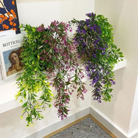 Plante Artificielle Tombante - Extérieur Intérieur - Décoration Balcon Jardin Bureau - 2 Pièces Violet (1/5)