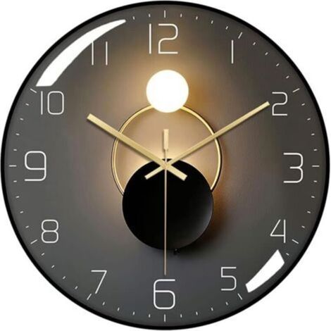 30cm Silent Wall Clock - Clear Glass with PVC Bezel - Sound Below 15 Decibels - Easy to Read White Arabic Numerals (1/5)