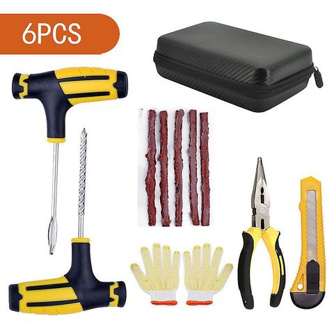 6pcs-car Tubeless Vide Outils De Rparation Des Pneus Kit Patch Kit De Pneus Tire Valve Core Remover Removal Tool (1/5)