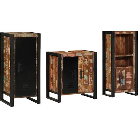 Badezimmermöbel-Set mit Regal 3 pcs Massives upgecyceltes Holz