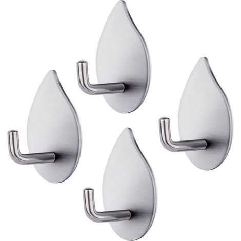 CSPARKV 4 Pieces Self Adhesive Hook 304 Stainless Steel Waterproof Wall Hook Heavy Duty Bathroom Towel Holder Capacity 3kg Wall Hook for Bedroom Kitchen Bathroom (1/5)