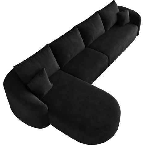 Divano angolare a L 336 cm nero in tessuto MODENUIT (1/5)