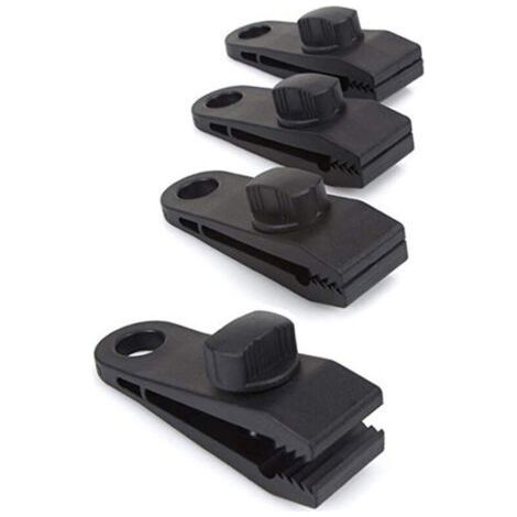Plan Clip, Fixing Clip Tensioner Support for Tarpaulin Tent Cloth Pack of 8 pieces, Black, 82 x 26 mm (1/5)