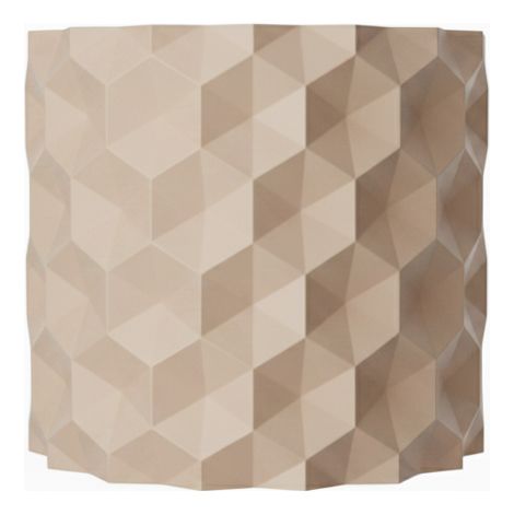 Maceta decorativa beige con un patrón de hexágonos invertidos. (1/3)