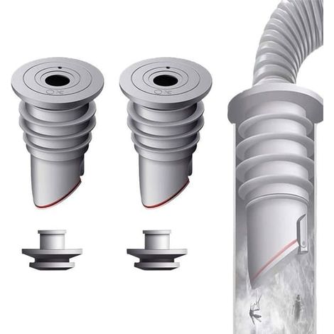 SABIR-Joint d'évacuation pour lave-linge 35-40 mm - 2 pièces gris inodore - Bouchon étanche pour évacuation d'eau (usage domestique) (1/4)