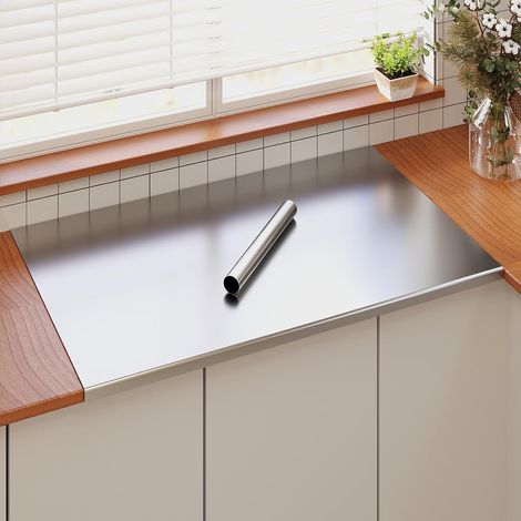 Planche à découper en acier inoxydable, plan de travail 80 x 50 cm, plan de travail de cuisine avec butée, plan de travail antidérapant et stable pour pétrir les pâtes, couper les fruits (1/5)