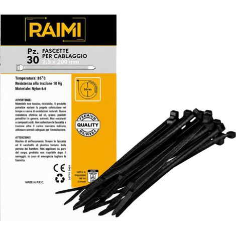 EcoPrice Fascette Cablaggio 2.5x200mm 30pz Nero RM-FC2520N