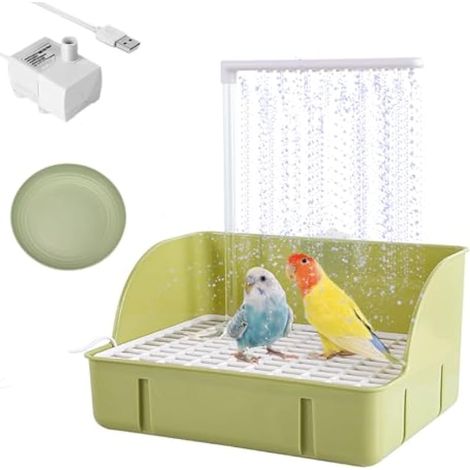 Baignoire automatique pour oiseaux avec pompe, cascade pour perroquets - Baignoire électrique USB - Parfait pour perroquet/perruche/cacatoès/calopsitte/inséparable/perruche pour l'intérieur, le jardin (1/5)