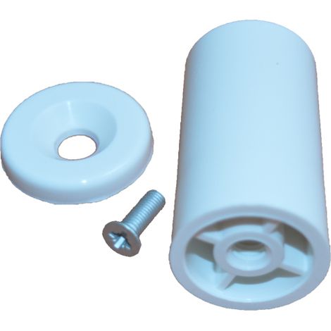 Butée ronde pour lame finale 40 mm – PP teinté masse blanc – Avec rondelle et vis 20 mm – Installation facile et sécurisée – Asupermall