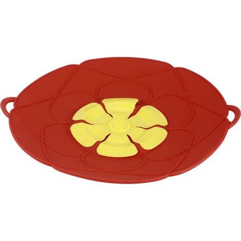 Couvercle de casserole anti-débordement et anti-poussière en silicone rouge de 28 cm, idéal pour la cuisine. (1/5)