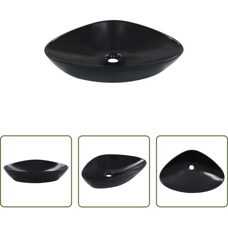 vidaXL Lavabo 58,5x39x14 cm cerámica negro (1/5)