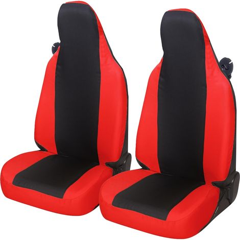 Lupex Shop – Coprisedili auto universali, compatibili per, per Smart, coppia anteriore, NO LOGO, in policotone, colore, Nero/Rosso