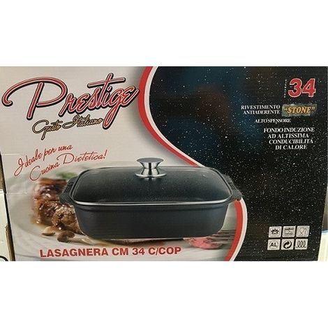 Lasagnera rostiera prestige grandi cotture 34cm induzione coperchio vetro