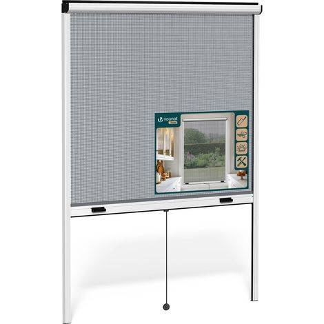Moustiquaire Fenêtre Enroulable en Aluminium Recoupable avec Maille en Fibre de Verre Installation Facile L130 x H160 cm Blanc (1/5)